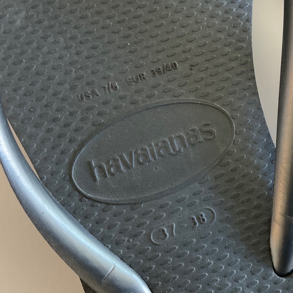 HAVAIANAS Slim Strap Grey Glitter Size 7/8 - Picture 4 of 5